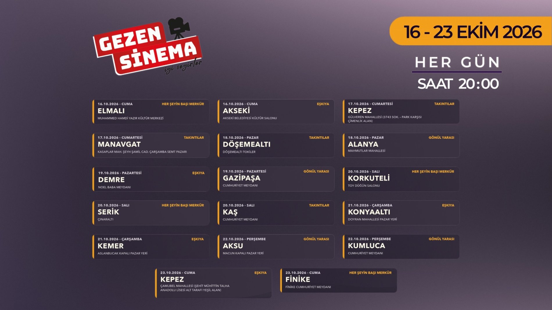 Altın Portakal Heyecanı “Gezen Sinema” ile Antalya’nın Dört Bir Yanına Yayılıyor